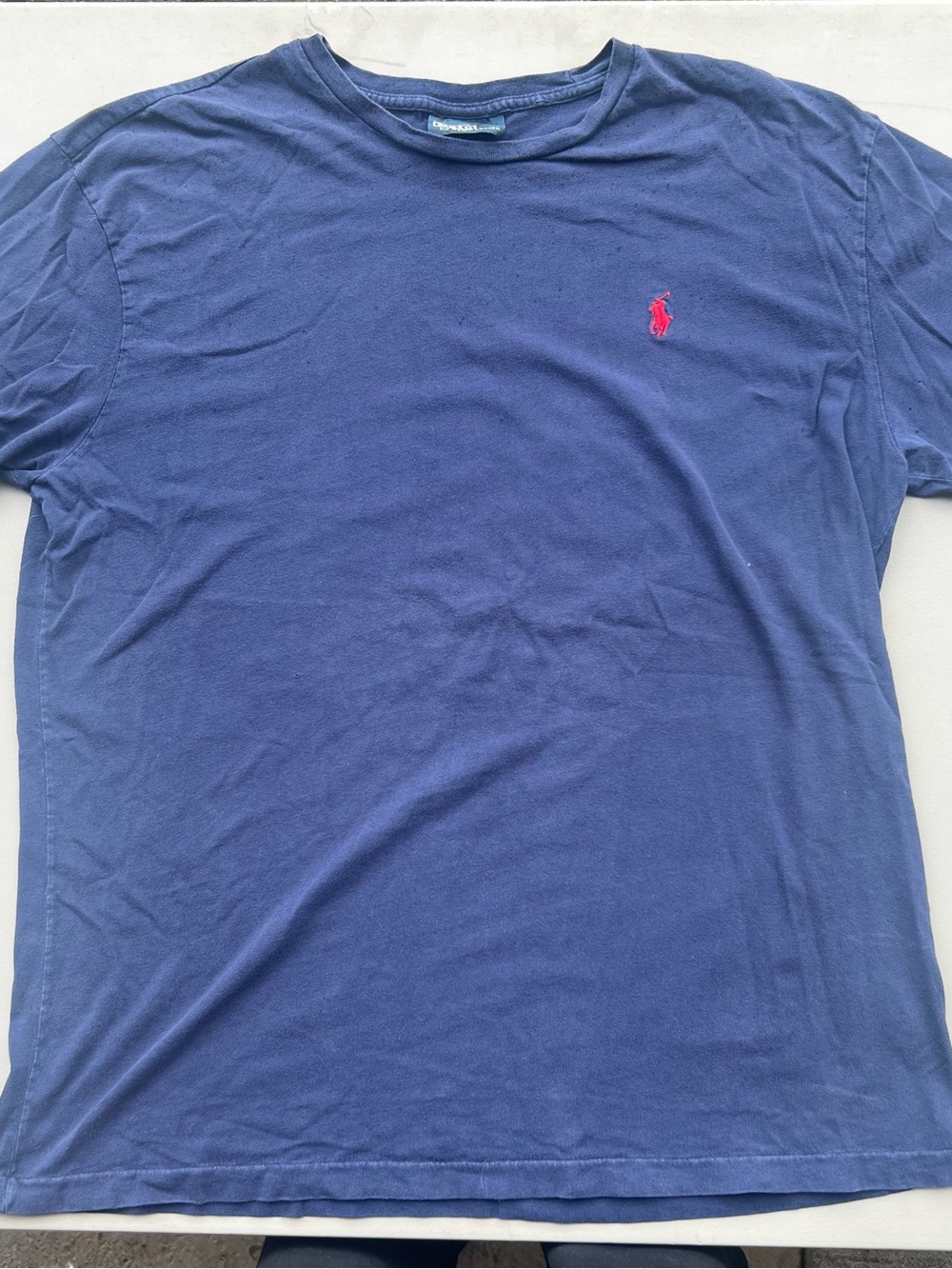Ralph Lauren Navy Short Sleeve Crewneck Tee with Pink Pony Logo